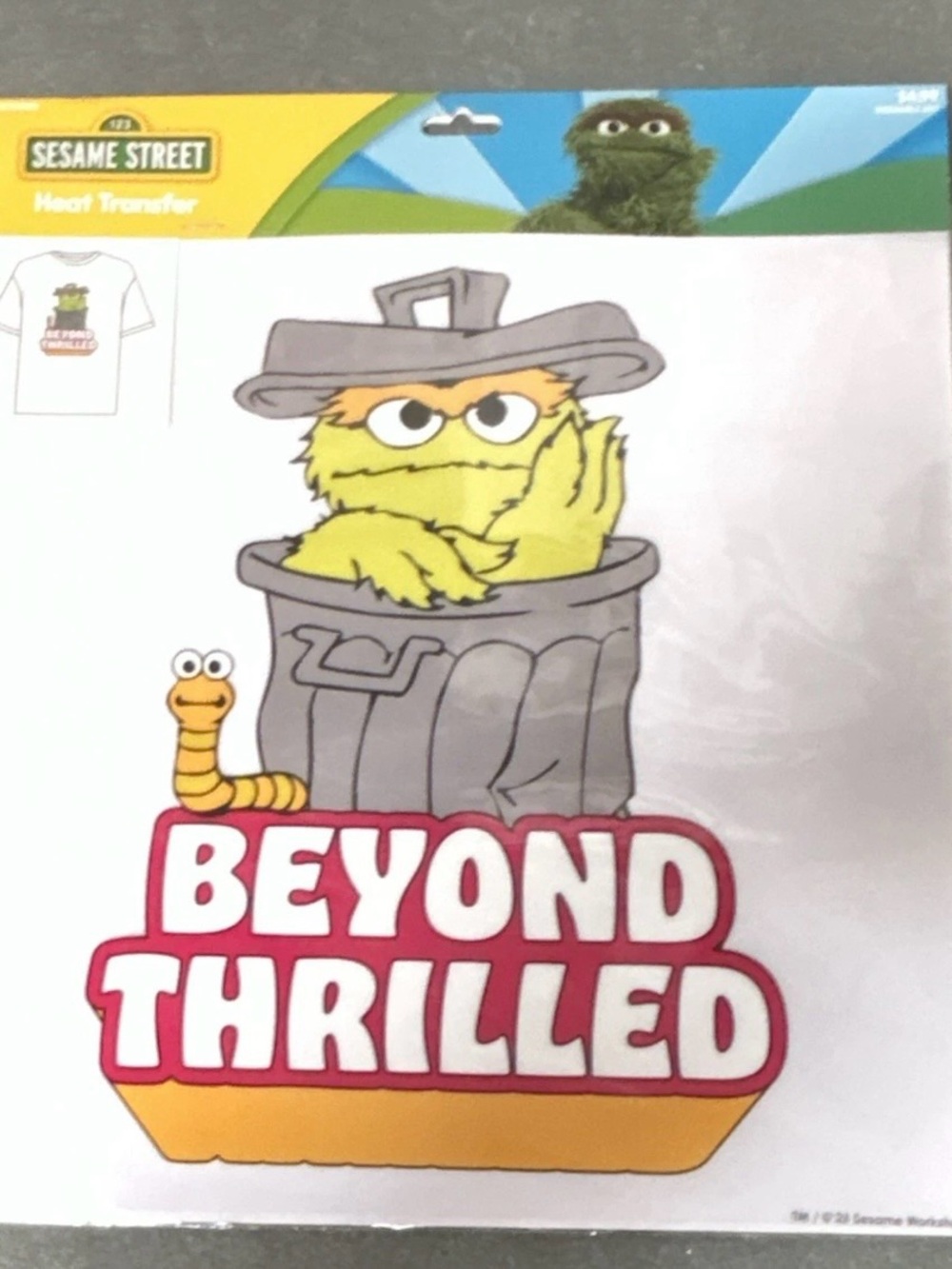 Sesame Street Oscar the Grouch "Beyond Thrilled" Heat Transfer
